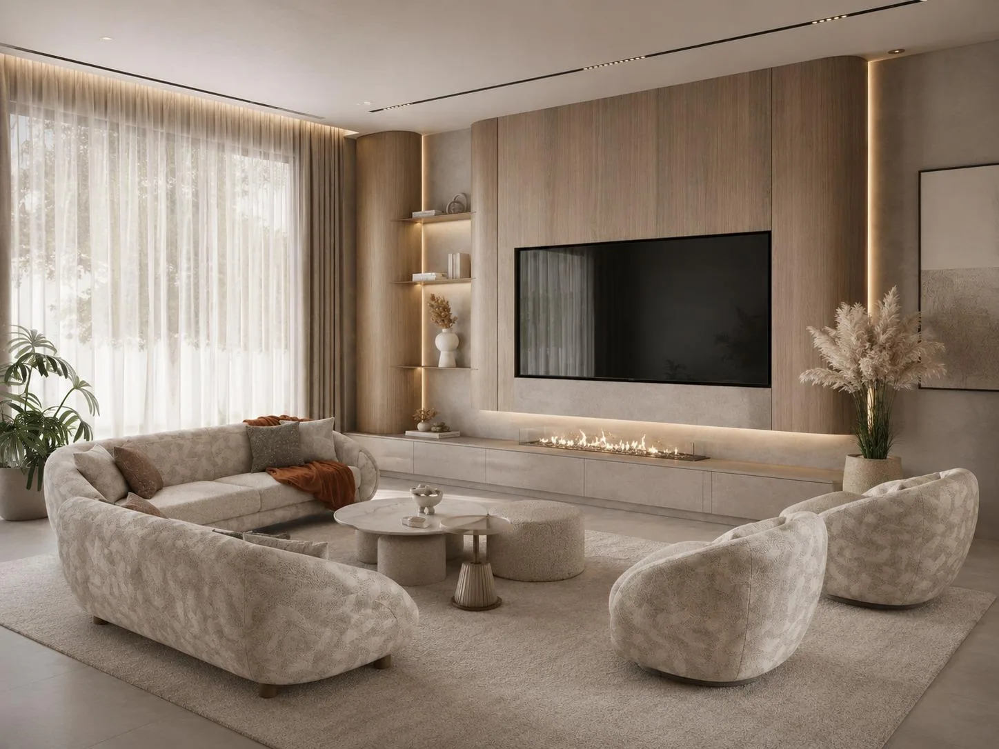 Mermer TV Duvarı & Gold Şerit